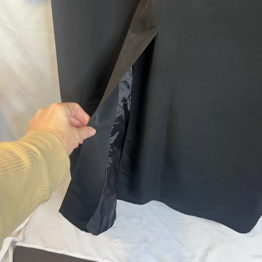 Fleet Street Basic Black Trench Coat Classic‎ Timeless Staple Nylon Lined 14P